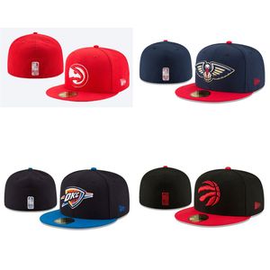 NIEUW Designer Mens Fashion Basketball Team Classic Past Color Flat Peak Full Size Closed Caps Baseball Sports Fited Hats in maat 7-maat 8 basketbalteam Snapback N7