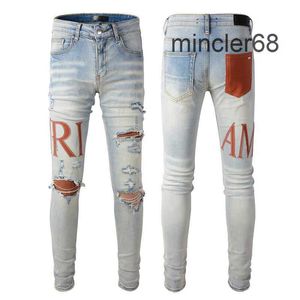 Nouveau créateur pour hommes jeans Hip-hop Fashion Zipper Letter Washable Letter Retro Fashion Mens Design Motorcycle Cycling Slim Jeans Taille 28-40. {Catégorie}