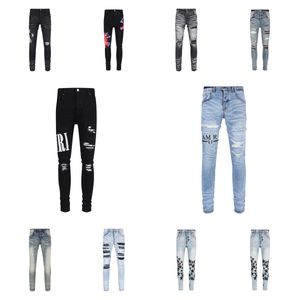 Nouveau designer jeans pour hommes hip-hop mode fermeture éclair lavable lettre jeans rétro mode hommes design moto cyclisme jeans slim .28-40