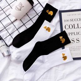 Nouveau designer pour hommes chaussettes coréa funky harajuku tendance femmes hommes drôle de dessin animé mignon ours blanc couleur kawaii unisexe surprise mid