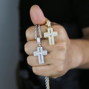 Nieuwe ontwerper Mini Cross Pendant Charme met touwketen ketting Hip Hop vrouwen mannen volledig verhard 5a kubieke zirkonia dagelijkse cadeau sieraden