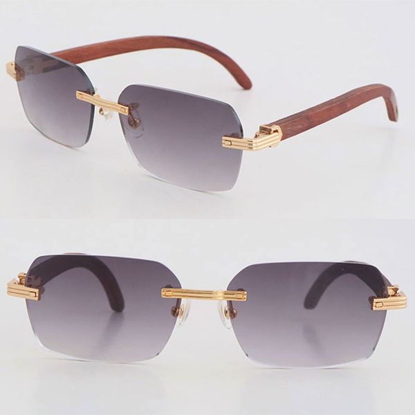 Nouveau Designer Modèle Lunettes De Soleil Sans Monture Femme Original Bois 02868 lunettes Or 18k Femmes Grand Carré Lunettes En Bois Conduite Lunettes De Soleil Taille 58-18-140MM