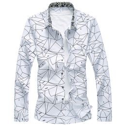 Nuevo diseñador de talla grande 7XL camisa de primavera para hombre de alta calidad clásico Formal geométrico a cuadros de manga larga camisas de vestir para hombre