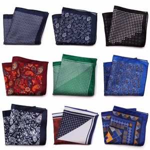 33 Colors New Designer Pocket Square Printed Handkerchiefs Microfiber Paisley Checked Fashion Handkerchief Dot Paisley Floral Stye Hanky