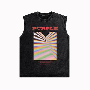 NIEUW Designer Purple Brand Vest T Shirts Zjbpur073 72 66 65 Rainbow Made Old Gedrukt Vest Letter Print Vest Ademend Beach Vest Fashion Mens Tanktops Maat S-XXL