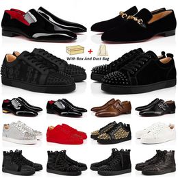 NIEUWE Designer Red Bottoms Shoes Classic Loafers For Men Oxfords Patent Leather Shoes Formele lederen bruiloftsfeestschoenen Formele slip op kledingschoenplaatvorm met doos