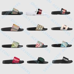 Nouveau Designer Sandale à glissière en caoutchouc Floral brocart hommes pantoufle fleur Gear bottoms Flip Flops femmes rayé Beach causal pantoufle avec boîte