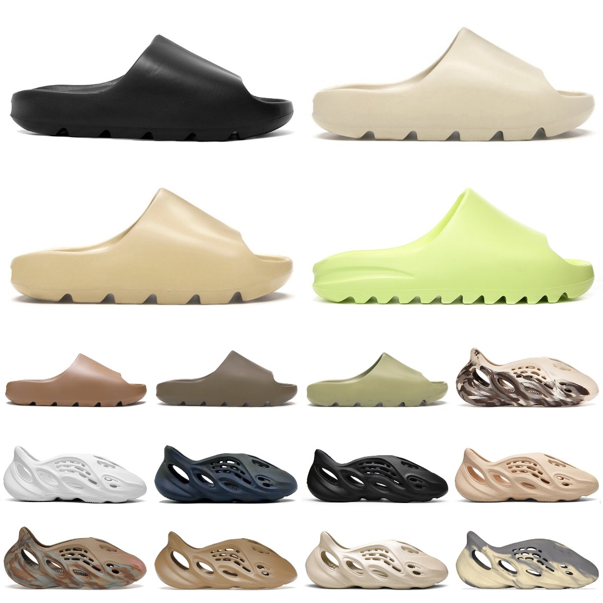 Новый дизайнерский сандаловый пена Blue Foam Slide Slippers Onyx Ocher Runr MX Cream Moon Grey Shoes Белый камень мудрец песок Мужчина Женщины углеродные сана чистые сандалии 36-45