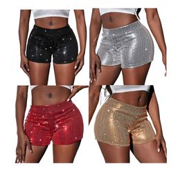 NOUVEAU Designer Paillettes Shorts D'été Femmes Mode Hot Shorts Solide Taille Haute Biker Pantalon Court Casual Y2k Streetwear Bottoms Beach Club Wear Vêtements En Gros 9974