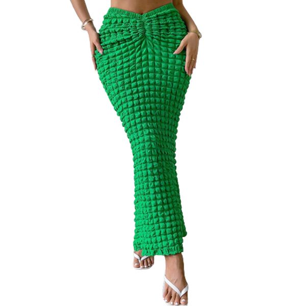 NUEVO Diseñador Sexy Burbuja Falda Verano Mujer Cintura alta Bodyocn Faldas largas Casual Sólido Y2k Vacaciones Ropa de playa Ropa al por mayor a granel 10029