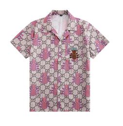 Nueva camisa diseñadora playa masculina playa casual camisa de manga corta carta impresa camisa de negocios