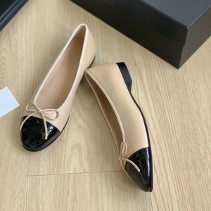 Nieuwe designer schoenen zwarte ballet flats schoenen dames lente gewatteerde lederen slip op ballerina 2,5 cm luxe ronde neus dameskleding schoenen