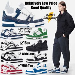 Nieuwe designer schoenen reliëf trainer sneaker wit zwart hemel blauw groen denim roze luxe luxe heren casual sneakers lage platform dames trainers maat 36-45 2025