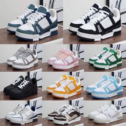 Nieuwe designer schoenen reliëf trainer sneaker witte zwart hemel blauw groen denim roze luxe luxe heren casual sneakers lage platform dames trainers maat 36-45