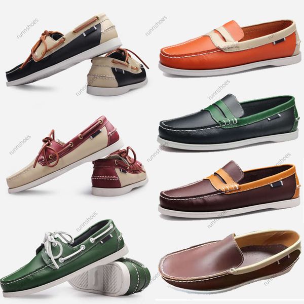 nouvelles chaussures de créateurs baskets de voile de grande taille chaussures pour hommes décontractées chaussures en cuir véritable chaussures de conduite britanniques simples pour hommes formateurs de chaussures Eur 38-45