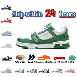 Nouvelles chaussures de créateurs Logo Embossed Trainer Sneaker Vintage Plate-forme Baskets Denim Monogrammes Chaussures Caoutchouc Toile Cuir Sneaker taille 36-45