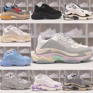 Triple S vieilles chaussures Chaussures décontractées Chunky Hommes Sneaker Runners Bleu Glace Gris Entraîneur Lime Métallisé Argent Pastel Fluo Vert Papa Chaussure Créateur De Mode Chaussures Taille 35-44