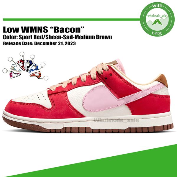 Nouveaux chaussures de créateur Low WMNS Bacon Hommes Femmes Chaussure de course Sport Red Sheen Sail Medium Brown Baskets Baskets Taille 36-47