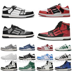 NIEUWE Designer schoenen Skel Top Low Heren Dames Schoenen Bones Hi Lederen Sneakers Luxe Skeleton Blauw Rood Wit Zwart Groen Grijs Roze paar casual Heren Dames Trainers