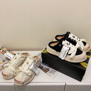 Nouvelles chaussures de créateurs SR Street Chunky Sole Plate-forme Toile Mule Sneaker Blanc Split Noir Jaune Mule Rose Vert Crème Hommes Baskets Casual Baskets Femmes