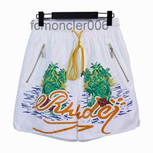 Nieuwe Designer Shorts Rhude Zomer Mode Strand Heren Heren Hoge Kwaliteit Street Wear Rood Blauw Zwart Broek Rh Court Sweat Bottoms Palmas