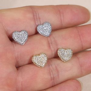 Nieuwe ontwerper Silver Gold Color Mini Love Heart Oorrings vol Iced Out Bling Pave Cubic Zirkon CZ Fashion Hip Hop Women Lady Festival Gift Jewelry