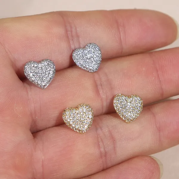 Nouveau designer Silver Gold Color Mini Love Heart Oread Brings Full Iced Out Bling Pave Cubic Zircon CZ Fashion Hip Hop Femme Lady Festival Gift Bijoux