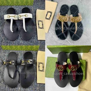 Nieuwe Designer Slippers G Sandalen Heren Dames slides Slippers Strandslipper Mode Echt leer Metalen ketting Dames Slippers met doos 35-46