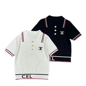 2024SS Nouveau Designer Printemps Été Femmes Tricoté Col Revers Manches Courtes Lettre Polo Tricoté Mode Femmes Marques De Luxe Vêtements