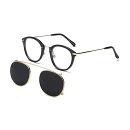 Nuevas gafas de sol de diseñador para mujeres y hombres, gafas de sol de metal dos en uno para mujeres con miopía, conjunto de lentes planas de doble propósito, gafas de sol para conducir al aire libre