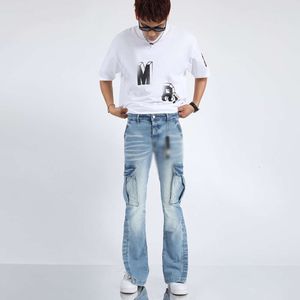 Nouveau designer Brand Brand Biker Street American Style Multi Pocket Lam jambe Hip Hop Jeans Jeans pour hommes pour hommes pantalon bleu Jeans Blue Men Fashion High Street Pantalon