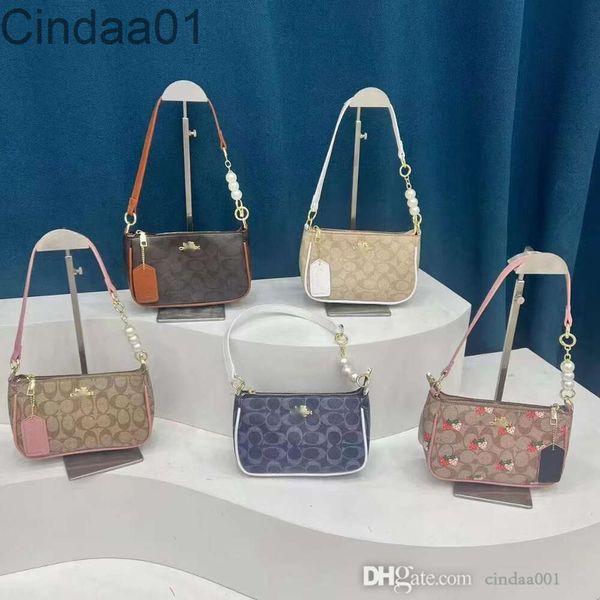 Nuevo bolso de diseñador para axilas, bolsos y monederos de marca de lujo con cadena de perlas estampada a la moda, bolsos de hombro tipo bandolera para mujer