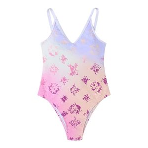 Nieuwe ontwerper Vbrand Bikini Dames Vest One Piece Swimsuit Purple Gray Print Bikinis Classic Letters Swimwear Beach Luxe Bading Swimsuits