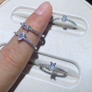 Nieuwe Designer Waterdruppel Rechthoek Elliptische Zirkoon Vinger Ring Hoge Kwaliteit Verharde Volledige Kubieke Zirkoon Hip Hop Vrouwen Mannen Ring voor Bruiloft Sieraden Groothandel