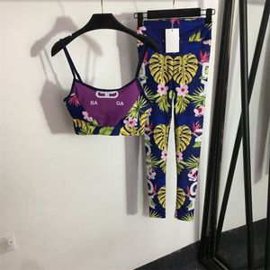 NOUVEAU Designer Femme Yoga Imprimer Floral survêtements mode été leggings serrés définit femmes lettres pull pull débardeur t-shirts tenues femmes vêtements