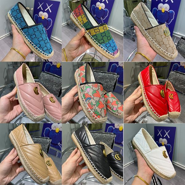 Nouveau designer femmes chaussures de sport g marque Espadrilles plates cristal femmes dames chaussures de pêcheur sandales été métal tricot tissage semelle toile baskets chaussures