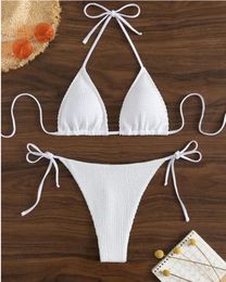 Nieuwe Designer Dames Bikini Solid Swimwear Triangle Neck Bikin Multi Color Set Summer Sexy Riemstijl Bikini Set 389