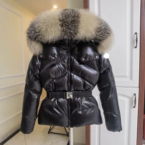 Nieuwe Designer vrouwen Donsjack Vrouwelijke Jassen Geborduurde Badge Moncler Femme Bontkraag Capuchon Jassen Mode Dames Kleding