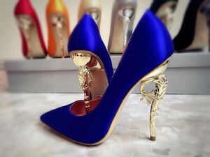 Nouveau créateur femmes chaussures à talons hauts Sexy rouge noir bleu Royal mariage chaussures de mariée 2019 été bal fête Wear349b