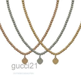 Neue Designer-Damen-Geschenk-Halsketten, Pfirsich-Hochzeitskugel, Weihnachtsschmuck, als Gold-/Silber-/Rose-Perlen-Halskette, komplette Markenbox 3EGD 3EGD