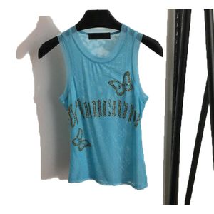 Nieuwe designer dames t-shirt high-end doorschijnend kant sexy vrouwen top Hol Strass korte mouw vest luxe mode Kleding Mode tees