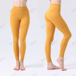 Nuevo diseñador Pantalones de yoga Leggings deportivos al aire libre Fitness Elasticidad Pantalones deportivos Sin líneas incómodas Sensación ajustada y desnuda Ropa de yoga de talle alto