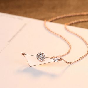 Nieuwe ontwerper zirkoonbloem S925 zilveren geometrische hanger ketting dames sieraden Korea mode sexy rosé goudketting ketting accessoires