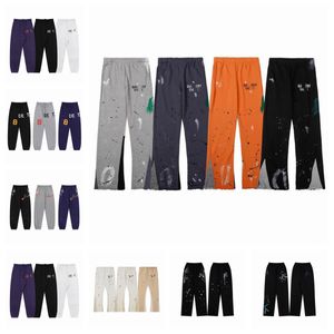 Nouveaux créateurs hommes pantalons pantalons de survêtement moucheté lettre impression pantalons femmes couple lâche polyvalent pantalons décontractés droite splash encre graffiti micro pantalon évasé