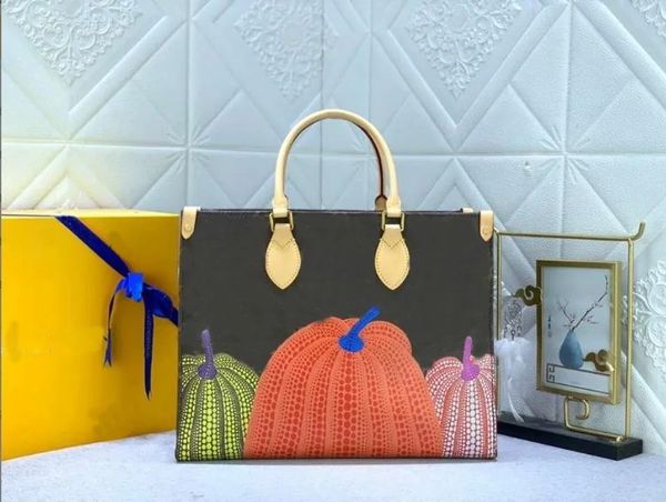 Nuevos diseñadores Tote Bag X Yayoi Kusama mini Totes Impresión gráfica Calabaza Bolsos de diseñador para mujer Bolsos de compras de gran capacidad para damas 32 * 27 cm 25 * 20 cm