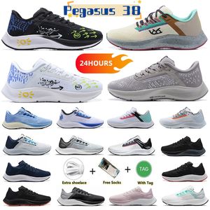 Nieuwe ontwerpers zoomen Pegasus 38 Mens vrouwen hardloopschoenen Kelly Anna London Greedy Ribbon Nathan Bell Rawdacious Club Joy Yamusangie Black Trainers Sports Sneakers