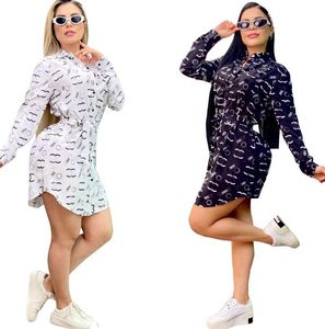 Nuevo diseñador de las mujeres ocasionales con letras impresas flores blusas blancas camisas de un solo pecho de moda con cuello en V Cardigan top camisa vestido envío gratis