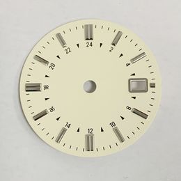 Nouvel accessoire de cadran 31MM beige sans lueur, police de calendrier unique GMT adaptée au mouvement japonais NH34