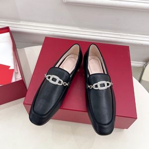 Nieuwe diamant gespok lederen loafers dames kleding schoenen lente en zomers lederen schoenen mannen ontwerper buiness loafers diamanten schoenen schoenen 35-41 met doos