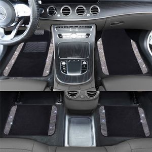 Nieuwe diamanten autotraden bling strass vloer tapijt universeel fit auto interieur waterdichte auto -accessoires voor vrouw dropshipping